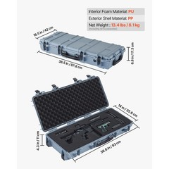 Uimoso Durable Waterproof Rifle Case with Customizable Foam Insert – Grey