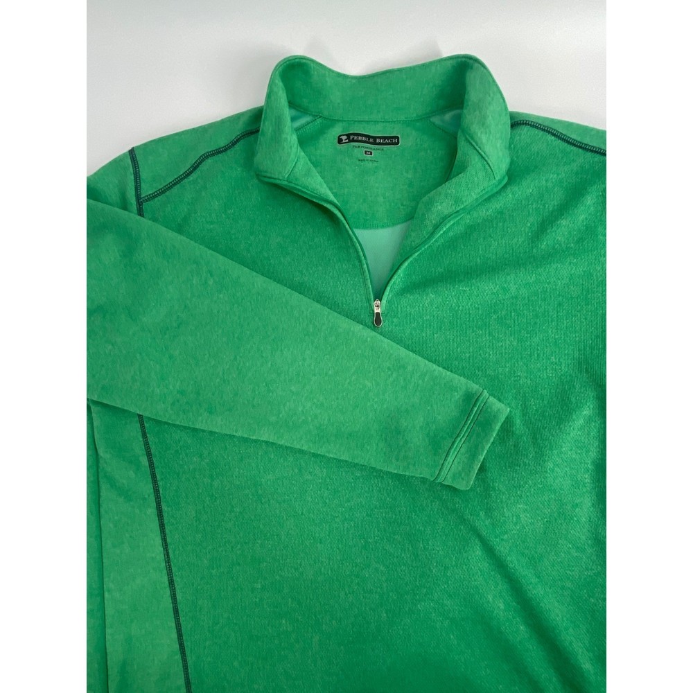Pebble Beach Performance 1/4 Zip Bright Green Activewear/ Golf Pullover Size M