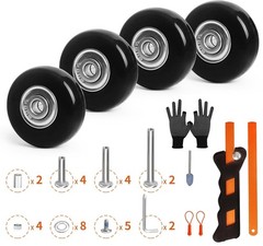 Luggage Wheels Replacement Kit 4PC Diameter 1.6in/40mm Thick 0.7in/17mm PU Wh…