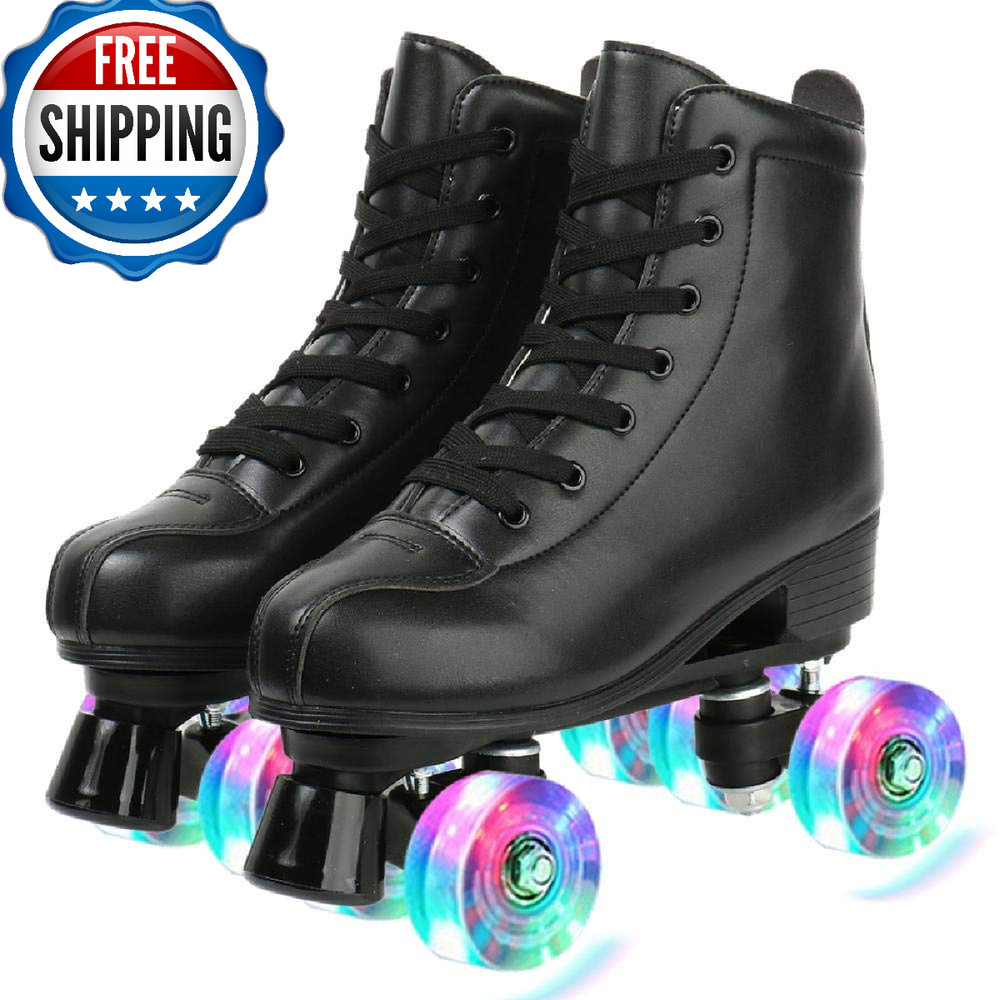 Gets Womens Roller Skates Light Up Wheels Artificial Leather Adjustable Double