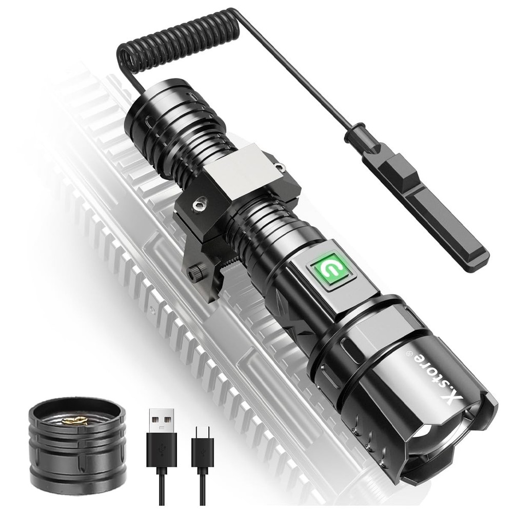 Led Tactical Flashlight, XHP70 Picatinny Rail Mount Flashlight Rifle Light Elect