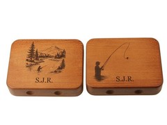 Personalised Wooden Fly Box 13×10×3 cm – Engraved Pocket Fly Fishing Angler Gift