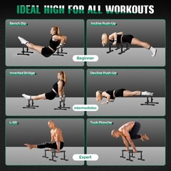 Parallettes Adjustable 7.5×10.6 Inch Push Up Bars Strength Handstand Dip