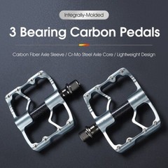 WEST BIKING 3 Sealed Bearings Carbon Fiber Axle Bike Bicycle Pedals 9/16&Prime; Silver