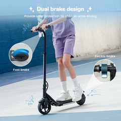 Electric Scooter Kids Ages 6-12 3 Speeds 150W Dual Brake E-Scooter Adjustable