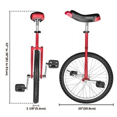 20 Inch Red Unicycle Adjustable Height Leakproof Mountain Tire Cycling Sports