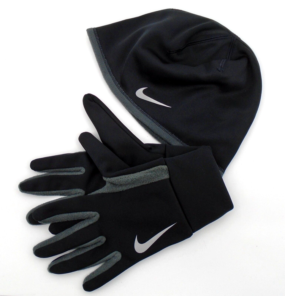 Nike Therma-FIT Hat and Gloves Set Adult Men&rsquo;s S/M Running Black/Silver