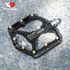 WEST BIKING Carbon Fiber Axle 3 Bearings MTB Road Bike Bicycle Flat Pedals 9/16&Prime;