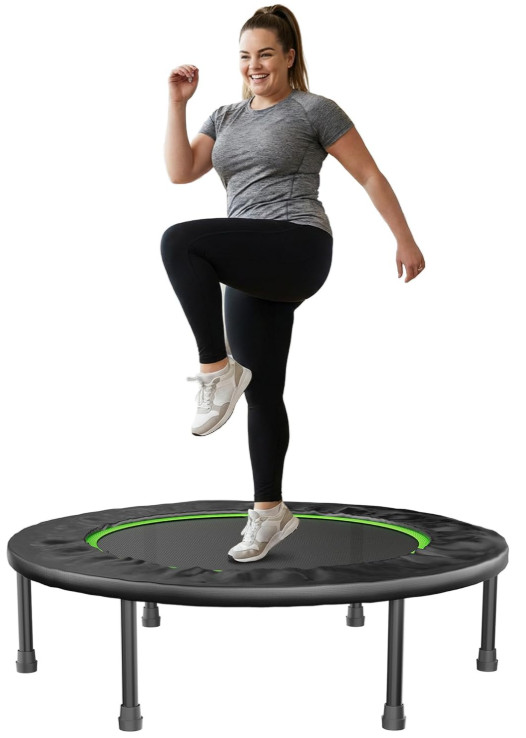 Mini Trampolín Fitness Plegable 40&Prime; con Cuerdas Elásticas, Soporta 330 lb