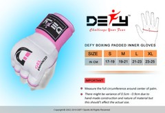 DEFY™ Gel Padded Inner Gloves with Hand Wraps MMA Muay Thai Boxing Fight PAIR