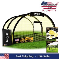 Portable 22x12x8ft Baseball Softball Batting Cage Pitching Machine Steel Poles