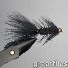 1 dozen (12) – Woolly Bugger – BLACK – Bead Head
