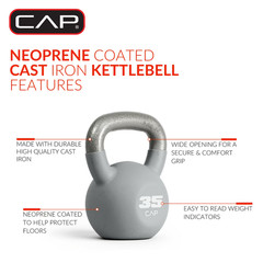 CAP, 35lb Neoprene Coated Kettlebell, Gray