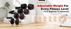 Adjustable Dumbbells, 20/30/45/70/90lbs Weight Set with Connector,5 in1