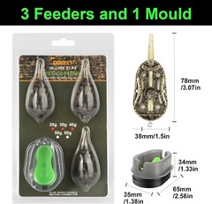 3pcs Carp Fishing Feeders Method with Fishing Weights 20g 30g 40g 50g 60g Tackle