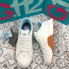 New G/FORE G4 G.112 Men&rsquo;s White/Blue Golf Shoes PU Leather White Sneakers