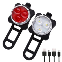 2 Set USB Rechargeable LED Bicycle Headlight Bike Front Rear Lamp Cycling Light