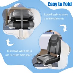 2 Pack High Back Folding Boat Seats with Sponge Cushion & Flexible Hinges