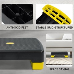 Fitvids 18&Prime; Workout Aerobic Stepper Platform, Adjustable Risers, Black/Yellow