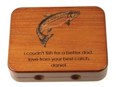 Personalised Wooden Fly Box 13×10×3 cm – Engraved Pocket Fly Fishing Angler Gift
