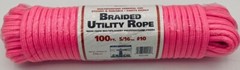 Fluorescent Braided Utility Rope Pink 50 ft