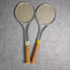 2 Wilson T2000 Vintage Tennis Racquets With Covers Steel Metal Retro Match Pair