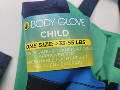 Body Glove PFD Life vest Youth Child Boy&rsquo;s 33-55 pounds, Blue Black Green NEW