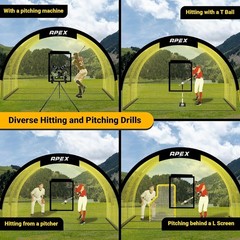 Portable 22x12x8ft Baseball Softball Batting Cage Pitching Machine Steel Poles