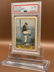 1982 Fleer John Littlefield Pitching Lefty Error #576 PSA 8 Reverse Negative