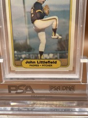 1982 Fleer John Littlefield Pitching Lefty Error #576 PSA 8 Reverse Negative