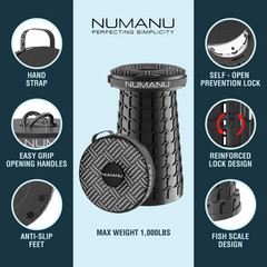 NUMANU 19.7&Prime; XXL Taller & Wider Collapsible Stool, Seat Cushion & Carry Bag