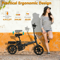 14Inch Ebike 500W Folding Electric Bike Bicycle 48V 10.4AH 35KM/H 30miles Range