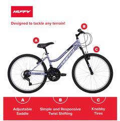 24&Prime; Rock Creek Mountain Bike, Fits Riders 4&rsquo;8&Prime; – 5&rsquo;8&Prime;, Purple, Adult, Women&rsquo;s