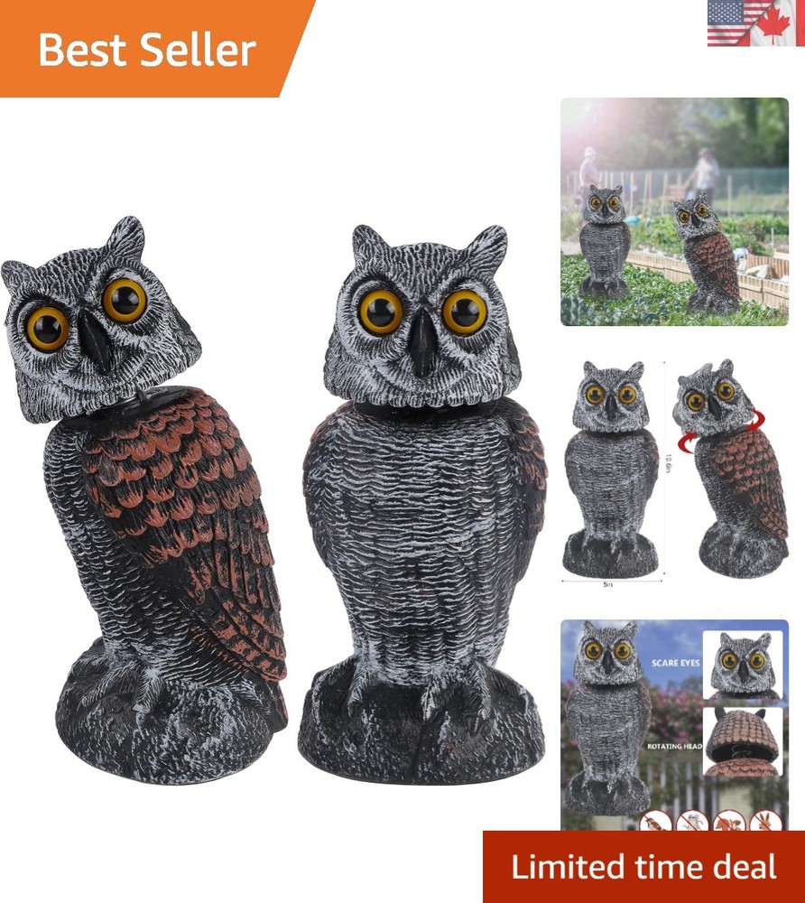 10.6-Inch Rotating Head Owl Decoys – Humanely Repel Birds and Rodents Outdoors