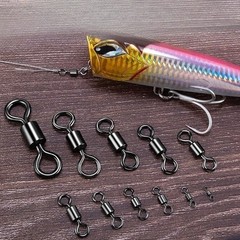 100PCS Rolling Barrel Swivel 42-330lb Fishing Swivels Solid Ring #1-#8,1/0-6/0