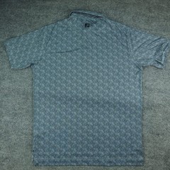 FootJoy Polo Shirt Mens Med Blue Speckled Performance Golf Activewear 3295