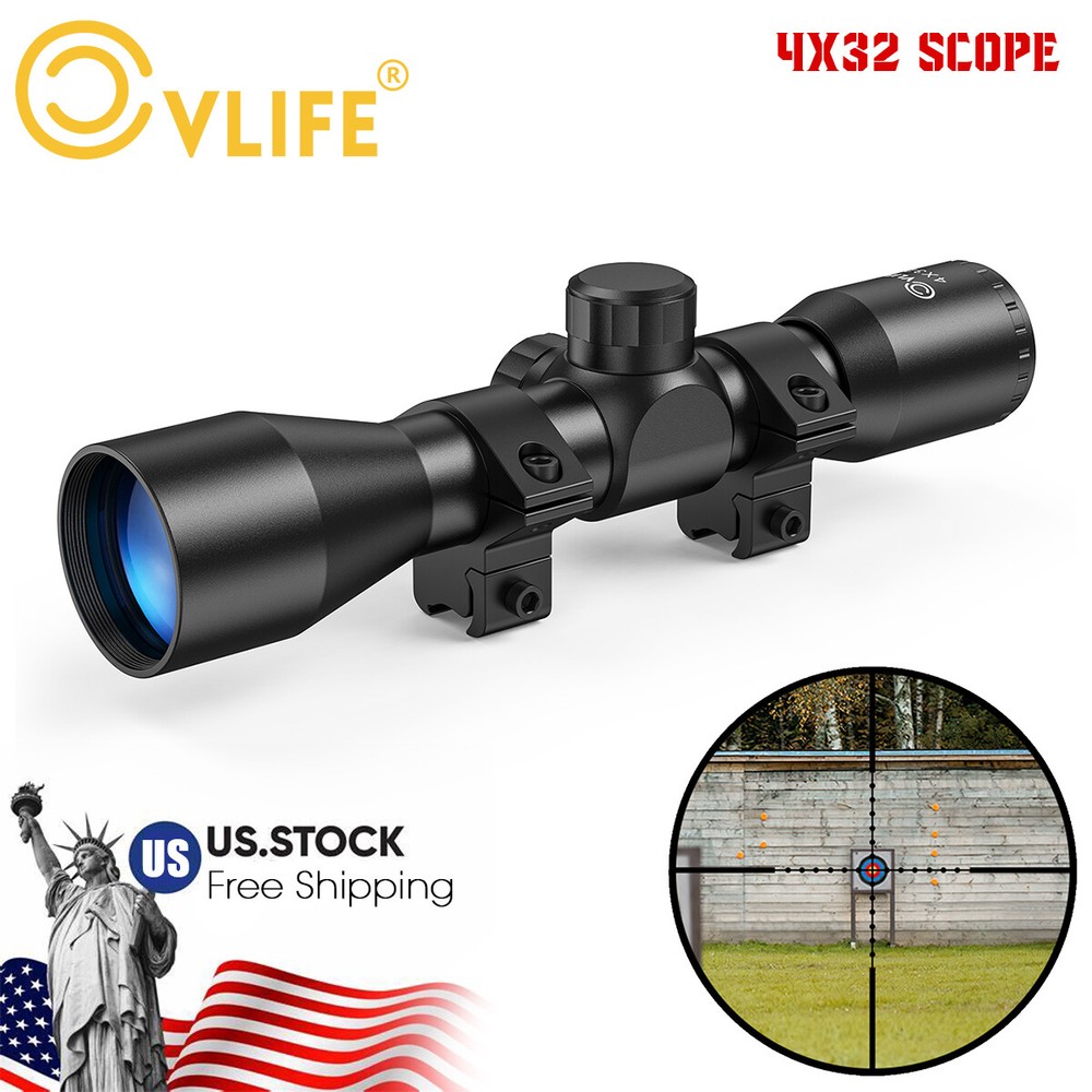 4×32 Compact Rifle Scope Mil-Dot Reticle with 11mm Dovetail Mounts For Hunting