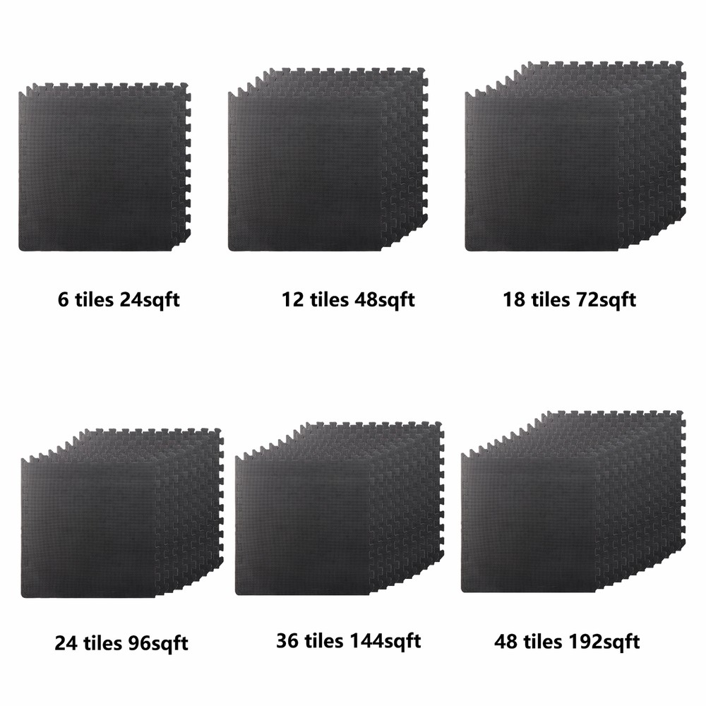 Puzzle Exercise Mat 1/2&Prime; EVA Interlocking Foam Floor Tile 6/12/18/24/36/48 Tiles