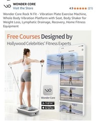 Wonder Core Rock N Fit 4D-Vibration Plate, LCD, Remote, Chair, 330 lb, Gray