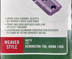 Weaver Remington 700 Front & Rear Scope Base Matte Black (35M & 36M) – 48460