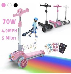 iScooter IK2 70W Kids Electric Scooter 5 Miles Bluetooth Music LED Light White