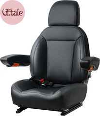 Universal Tractor Seat, Forklift Seat with Seatbelt and Adjustable Backrest Head