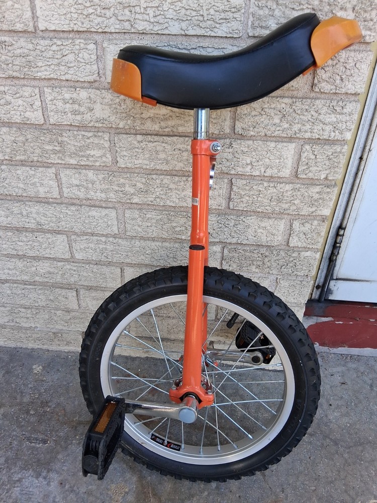 Orange And Black 16&Prime; Unicycle Adjustable Seat 26.5 To 32.5 Unicycle Pre-owned