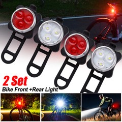 2 Set USB Rechargeable LED Bicycle Headlight Bike Front Rear Lamp Cycling Light
