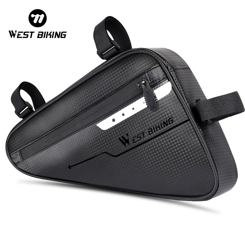 WEST BIKING Waterproof Bicycle Frame Bag Reflective Cycling Bike Triangle Bag 3L