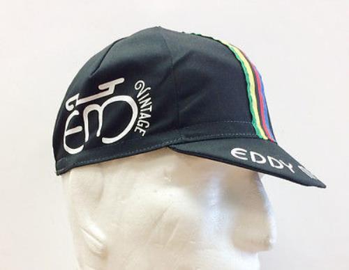 Eddy Merckx Vintage Cycling Cap in Black – Made in Italy by Apis