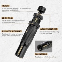 Adjustable Auto-Stop Tire Deflator Kit 10-30 PSI Screw-on Tyre Air Down Tool