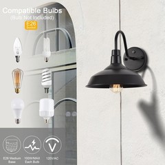 Outdoor Gooseneck Barn Lights with Dusk to Dawn Sensor, 10.6inch Black Farmho…