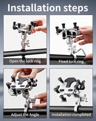 Motorcycle Phone Mount with Vibration Dampener, Aluminum Alloy Bike Phone Hol…