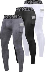 Men’s Compression Pants 3-Pack Sports Fitness Gym Running Tight Leggings